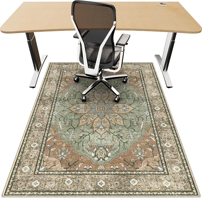 36"x48" Office Chair Mat for Hardwood, Under Desk Chair Mat for Home Office, Anti-Slip Office Rugs for Rolling Chairs, Floor Protector Washable Rugs Olive Green by Unknown