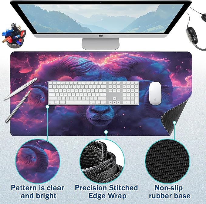 Mouse Pad Gaming - Desk Mat for Keyboard and Mouse - Large Mouse Pads for Desk, Gaming Mousepad with Non-Slip Base, Desks Pad (31.5" X 11.8") for Game, Office and Home - Image 2