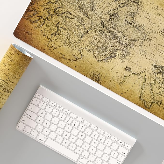 QiyI PU Leather Large Mouse Pad, Office Decor, 31.5" x 15.7", World Map | Desk Décor Accessories, Extended Size, Waterproof & Easy to Clean, Smooth Surface, Non Slip Desk Organization - Image 8