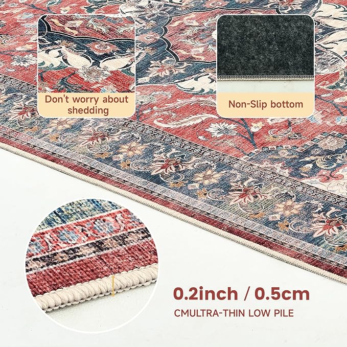 Office Chair Mat for Hardwood Tile Floor, 36"x48"Anti-Slip Under Desk Carpet Protector for Rolling Computer Chair Mat, Machine Washable Office Area Carpet (Chenille,Red) - Image 6