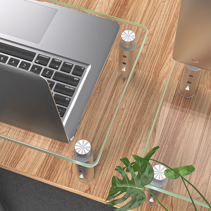 Hemudu 2 Pack Monitor Stand - 3 Adjustable Height Riser, Computer Stand, Desktop Organizer for PC, Laptop - Clear - Image 2