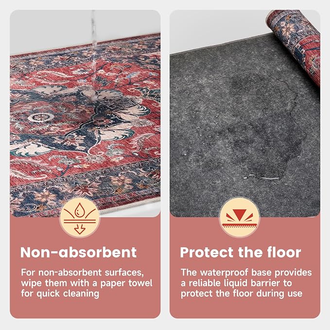 Office Chair Mat for Hardwood Tile Floor, 36"x48"Anti-Slip Under Desk Carpet Protector for Rolling Computer Chair Mat, Machine Washable Office Area Carpet (Chenille,Red) - Image 5