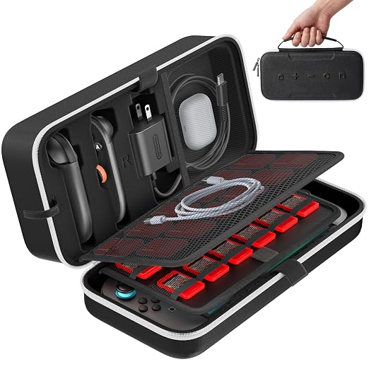 OIVO Carrying Case Compatible with 2025 Nintendo Switch, Portable Switch 2 Travel Carry Case Fit for Joy-Con 2 & Adapter, Hard Shell Protective Pouch Bag with 24 Game Slots, White by OIVO