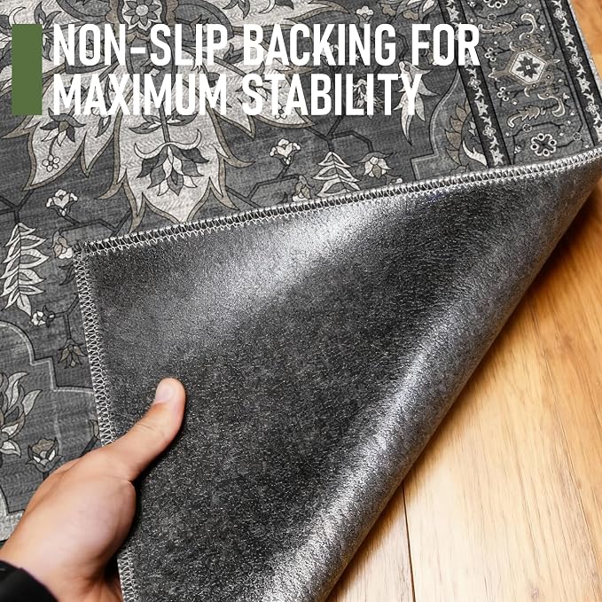 48"x60" Office Chair Mat for Hardwood, Under Desk Chair Mat for Home Office, Anti-Slip Office Rugs for Rolling Chairs, Floor Protector Washable Rugs Charcoal Gray - Image 4