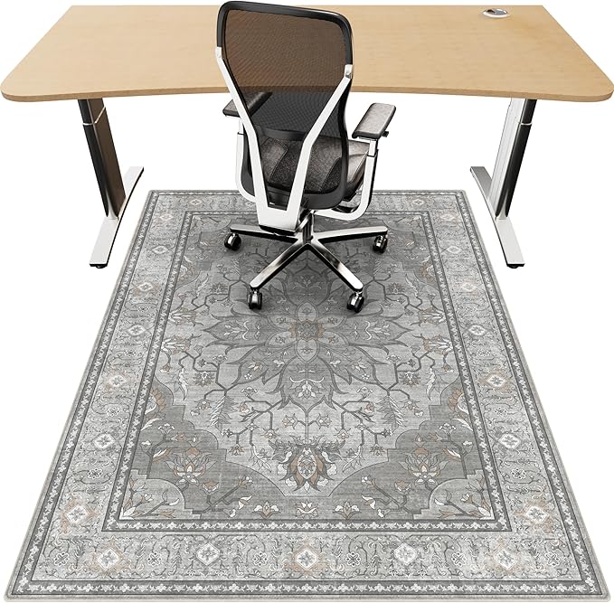 36"x48" Office Chair Mat for Hardwood, Under Desk Chair Mat for Home Office, Anti-Slip Office Rugs for Rolling Chairs, Floor Protector Washable Rugs Warm Gray by Unknown