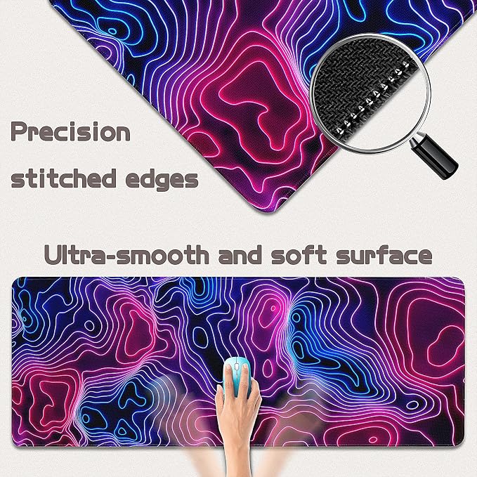 Gaming Mouse Pad - (31.5"×11.8") Topographic Large Mouse Pads for Desk - Desk Mat for Keyboard and Mouse with Non-Slip Base, Desks Pad Matfor Game/Office & Home - Image 2