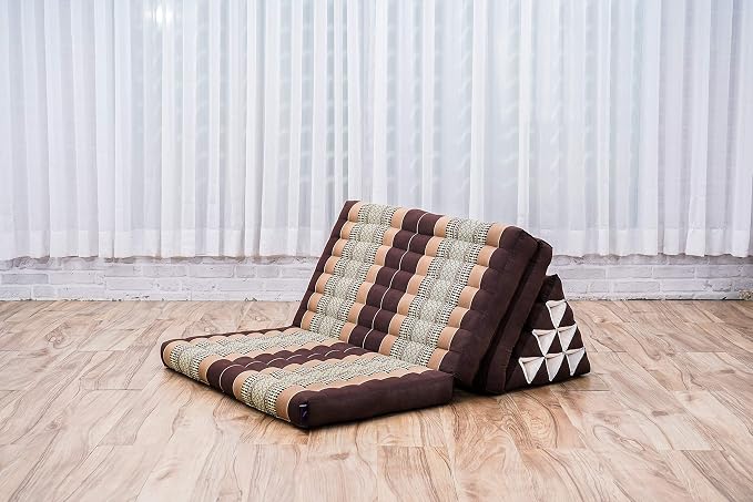 Leewadee 3-Fold Mat XXL with Triangle Cushion – Firm TV Pillow, Foldable Mattress with Cushion Made of Kapok, 67 x 31 inches, Brown - Image 6