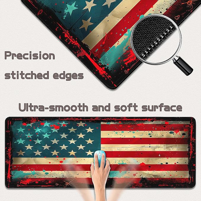 Gaming Mouse Pad - (31.5"×11.8") American Flag Large Mouse Pads for Desk - Desk Mat for Keyboard and Mouse with Non-Slip Base, Desks Pad Matfor Game/Office & Home - Image 3
