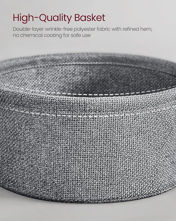 VASAGLE Side Table with Charging Station,Fabric Basket, Round End Table - Image 7