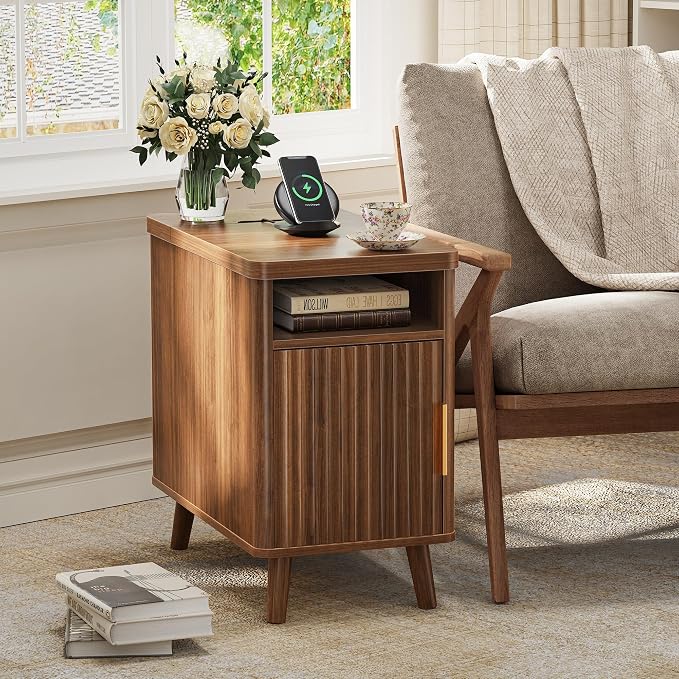 Huuger Narrow End Table with Charging Station, USB-C Port - Image 8