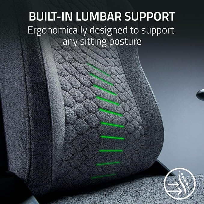 Razer Iskur V2 X Ergonomic Gaming Chair, Light Gray Edition | Built-In Lumbar Support, Wide Seat, High Density Foam Cushions, Adjustable 152 Degree Recline, 2D Armrests, Plush Fabric - Image 4