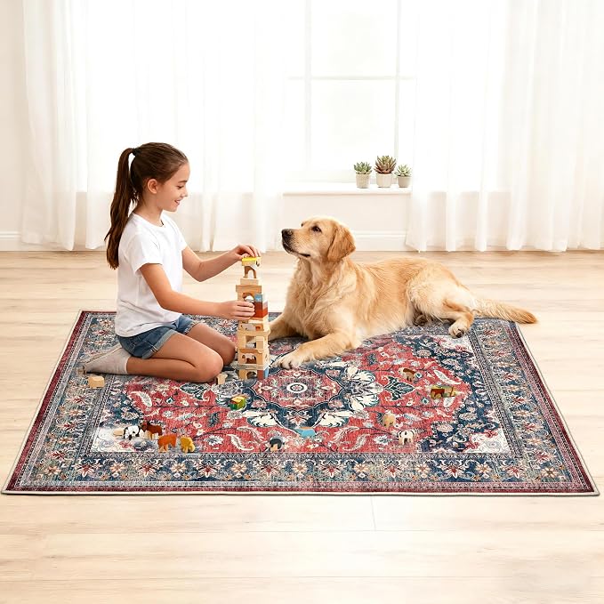 Office Chair Mat for Hardwood Tile Floor, 36"x48"Anti-Slip Under Desk Carpet Protector for Rolling Computer Chair Mat, Machine Washable Office Area Carpet (Chenille,Red) - Image 8