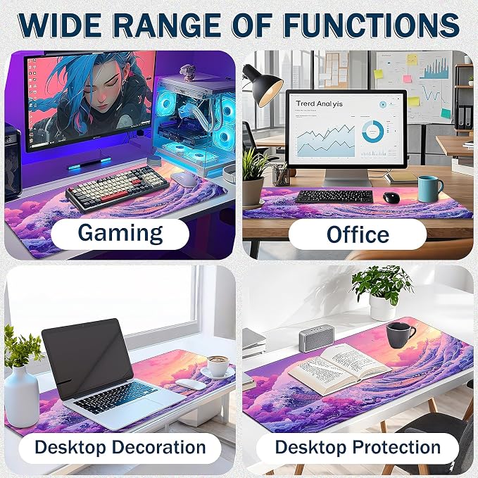 Mouse Pad Gaming - Desk Mat for Keyboard and Mouse - Large Mouse Pad for Desk, Mousepad (35.4" X 15.7") with Non-Slip Base, Desks Pad Mat Office and Home - Image 5