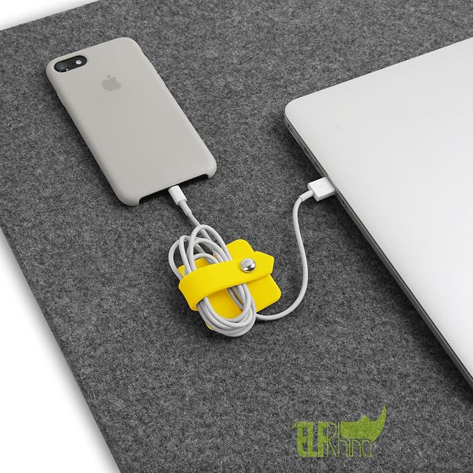Portable Electronic Device Cover Cord Organizer for Earphones, Yellow - Image 7