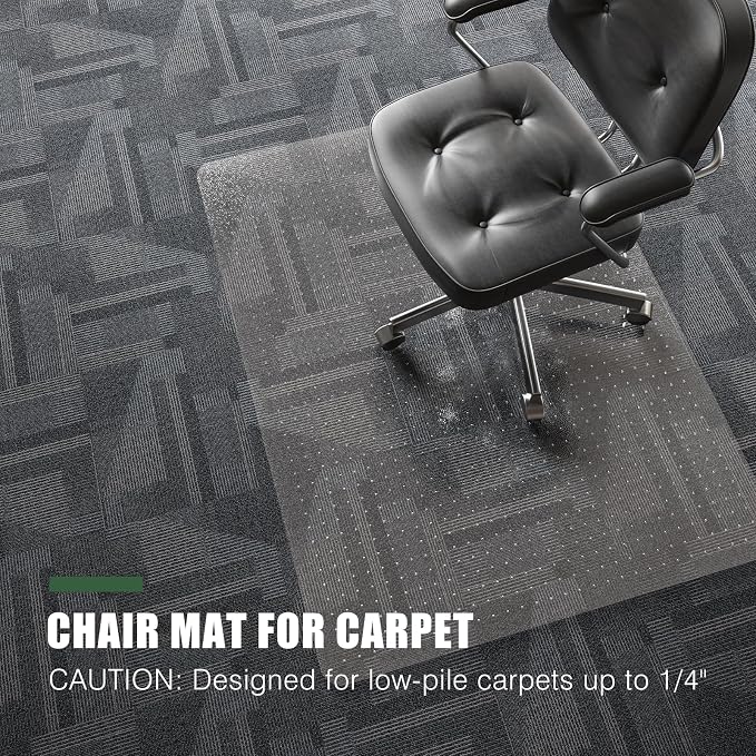 Chair Mat for Carpet, 36" x 48" Office Chair Mat for Carpeted Floors, Non-Slip Carpet Protector Floor Mat with Grips, Plastic Heavy-Duty Rolling Desk Mat for Home Office and Gaming (Clear) - Image 5