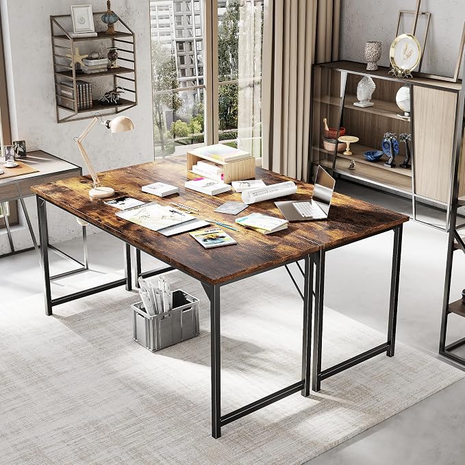 OLIXIS 63 Inch Computer Office Desk for Small Spaces, Writing Gaming Work Desk Modern Study Table with Storage Bag & Headphone Hook Home Bedroom, Rustic Brown - Image 4