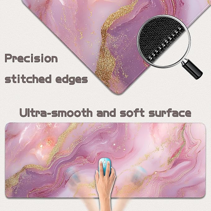 Gaming Mouse Pad - (31.5"×11.8") Marble Large Mouse Pads for Desk - Desk Mat for Keyboard and Mouse with Non-Slip Base, Desks Pad Matfor Game/Office & Home - Image 3