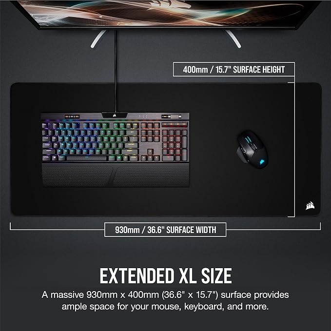 Corsair MM350 PRO Extended XL Premium Spill-Proof Cloth Gaming Mouse Pad – 36.6” Width x 15.7” Height Surface – Black,(Pack of 10) - Image 5