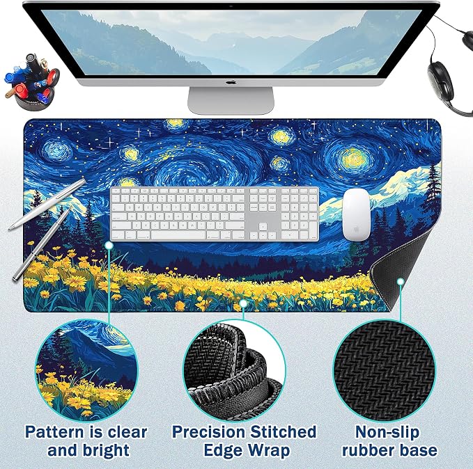 Mouse Pad Gaming - Desk Mat for Keyboard and Mouse - Large Mouse Pad for Desk, Mousepad (35.4" X 15.7") with Non-Slip Base, Desks Pad Mat Office and Home - Image 2