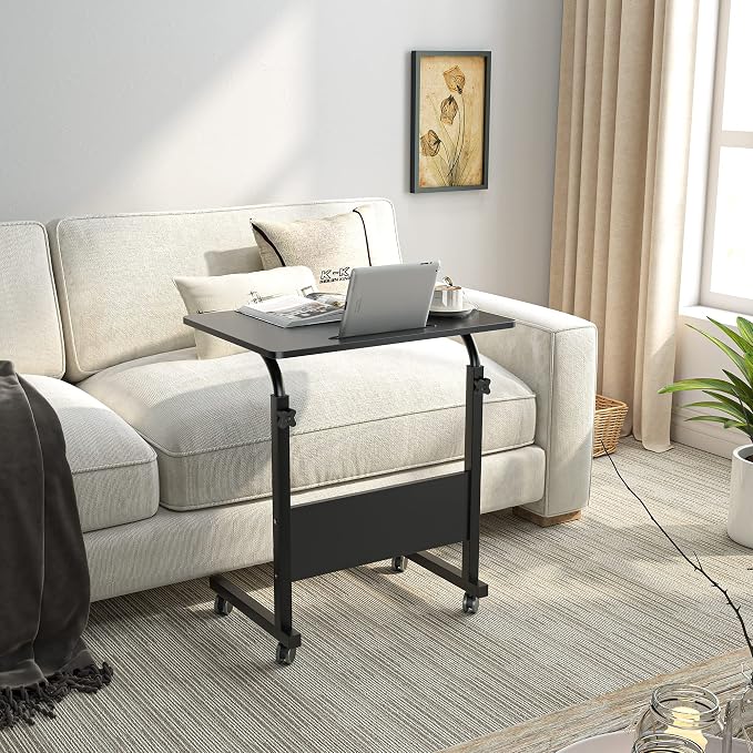 DlandHome 23.6 Inches Rolling Desk with Wheels Adjustable Height, Black - Image 4