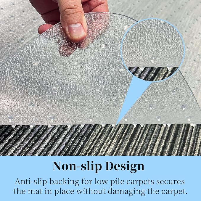 Tonaus Office Chair Mat for Carpet 36"x48" for Low Pile Carpets, Rectangle | Non-Slip Studded,2.2MM Thick Carpet Chair Mat，Transparent PVC Computer Chair Mat, Easy Glide, Scratch-Resistant - Image 7
