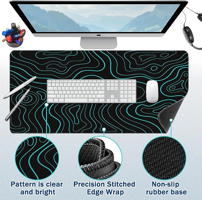 Mouse Pad Gaming - Desk Mat for Keyboard and Mouse - Large Mouse Pads for Desk, Gaming Mousepad with Non-Slip Base, Desks Pad (31.5" X 11.8") for Game, Office and Home - Image 2