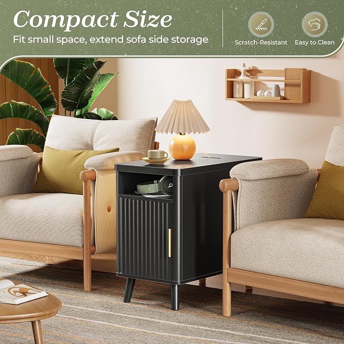 Huuger Narrow End Table with Charging Station, USB-C Port - Image 3