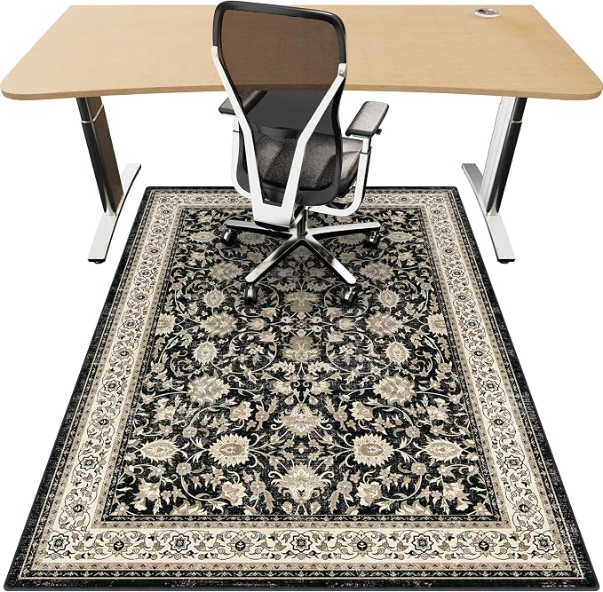 48"x60" Office Chair Mat for Hardwood, Under Desk Chair Mat for Home Office, Anti-Slip Office Rugs for Rolling Chairs, Floor Protector Washable Rugs Charcoal by Unknown