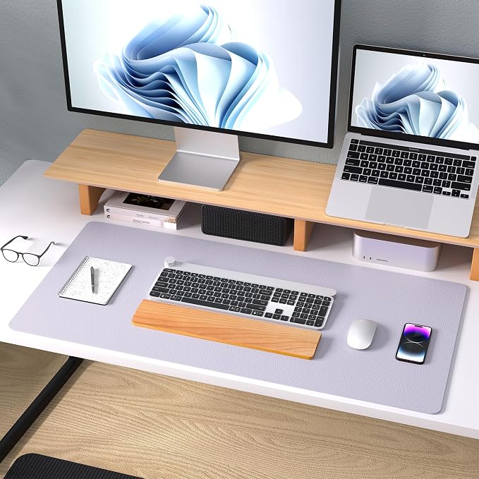 Aothia Large PU Leather Desk Pad Protector – Non-Slip Mouse Pad & Writing Mat for Office/Home, Waterproof, Easy to Clean (36" x 17", Soft Lavender) - Image 8