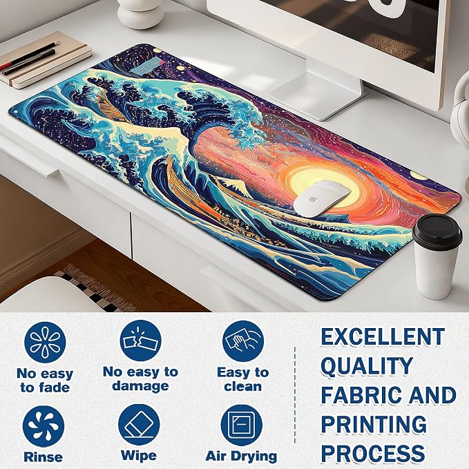 Mouse Pad Gaming - Desk Mat for Keyboard and Mouse - Large Mouse Pad for Desk, Mousepad (35.4" X 15.7") with Non-Slip Base, Desks Pad Mat Office and Home - Image 3