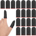 20 Pack Gaming Finger Sleeves Thumb Sleeves Mobile Gaming 0.3mm Silver Fiber Finger Gloves Smooth Feel Anti-Sweat Extremely Thin Fit Touchscreen Devices Phone Tablet Devices (Black) by salbsever