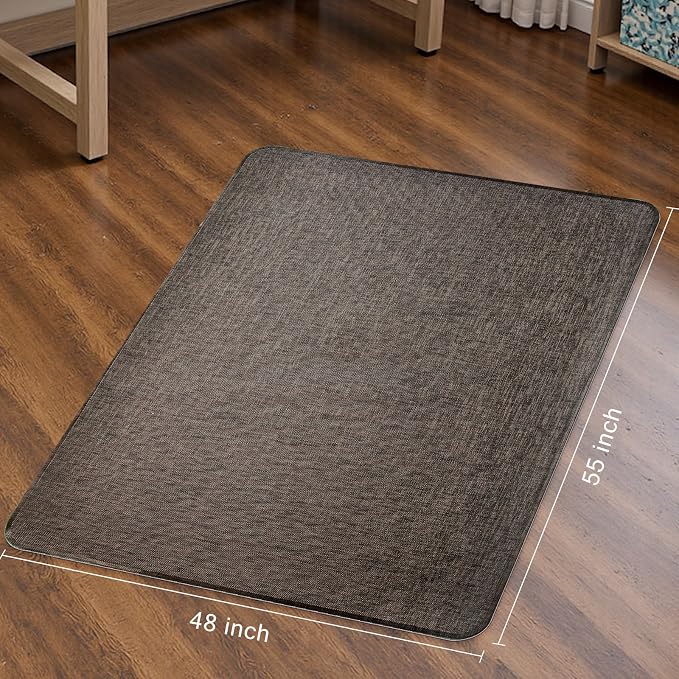 Sycoodeal Office Chair Mat for Hardwood & Tile Floor,Computer Gaming Chair Mat for Rolling Chairs Non-Curve, Anti-Slip, Heavy Duty Floor Protector for Home Office,Dark Coffee (48" x 55") - Image 4