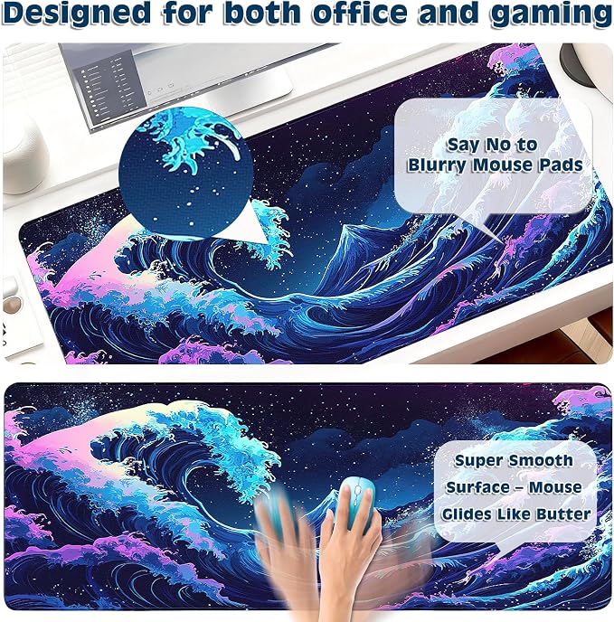 Gaming Mouse Pad, Desk Mat for Keyboard and Mouse, Large Mouse Pad for Desk, Computer Mousepad - Image 4