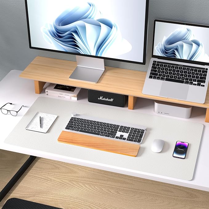 Aothia Leather Desk Pad Protector, Mouse Pad, Office Desk Mat, Non-Slip PU Leather Desk Blotter, Laptop Desk Pad, Waterproof Desk Writing Pad for Office and Home (23.6" x 13.7", Off-White) - Image 9