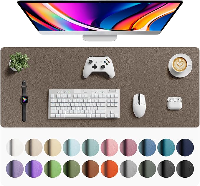Aothia Faux Leather Desk Mat - Large Mouse Pad, Non-Slip PU Leather Blotter, Waterproof Writing Surface for Office and Home (Coffee, 42" x 17") by AothiaSimpleNaturalUnique