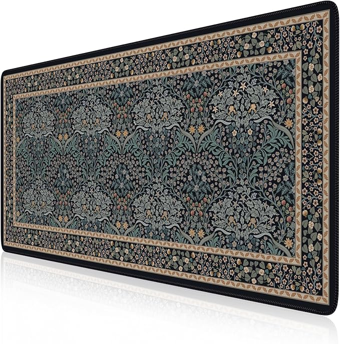 iCasso Desk Cover Mat, Office Mouse Pad,35.4x15.7in,Retro Black | Extra Large Matt for Desktop, Anti-Slip Big Mousepad with Stitched Edges for Computer, PC, Office, Home Workspace by iCasso