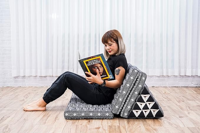Leewadee 3-Fold Mat XXL with Triangle Cushion – Firm TV Pillow, Foldable Mattress with Cushion Made of Eco-Friendly Kapok, 67 x 31 inches, Black - Image 4
