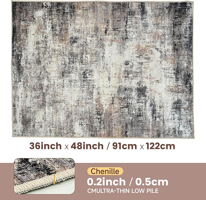 Office Chair Mat for Hardwood Tile Floor, 36"x48"Anti-Slip Under Desk Carpet Protector for Rolling Computer Chair Mat, Machine Washable Office Area Carpet (Chenille,Beige) - Image 3