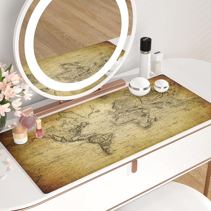 QiyI PU Leather Large Mouse Pad, Office Decor, 31.5" x 15.7", World Map | Desk Décor Accessories, Extended Size, Waterproof & Easy to Clean, Smooth Surface, Non Slip Desk Organization - Image 6