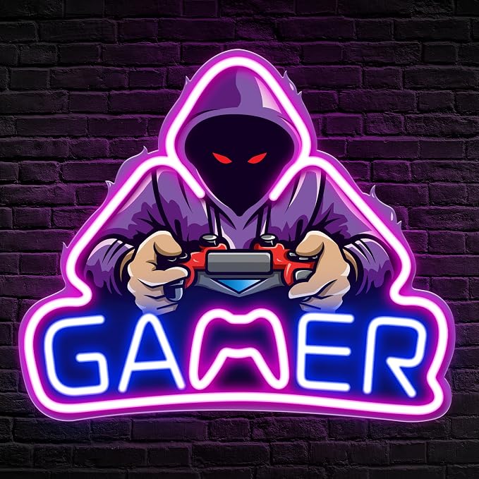 Kavaas Gamer Neon Sign, UV Printed Gaming Neon Sign for Gamer Room Decor - LED Video Game Neon Lights for Bedroom Boys, Gaming Wall decor - Best Gamer Gifts for Teenage Boys, Christmas by Kavaas