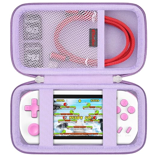 Elonbo Carrying Case for TEBIYOU/ WELLST·G/ TaddToy/ Beijue/ FAMILY POCKET/ CCTU/ X-JOYKIDS/ GREENCREEK/ Beico/ KAVOYI/ GuaiyeyeAP Handheld Game Console, Portable Electronic Gaming Player Bag, Purple by Elonbo