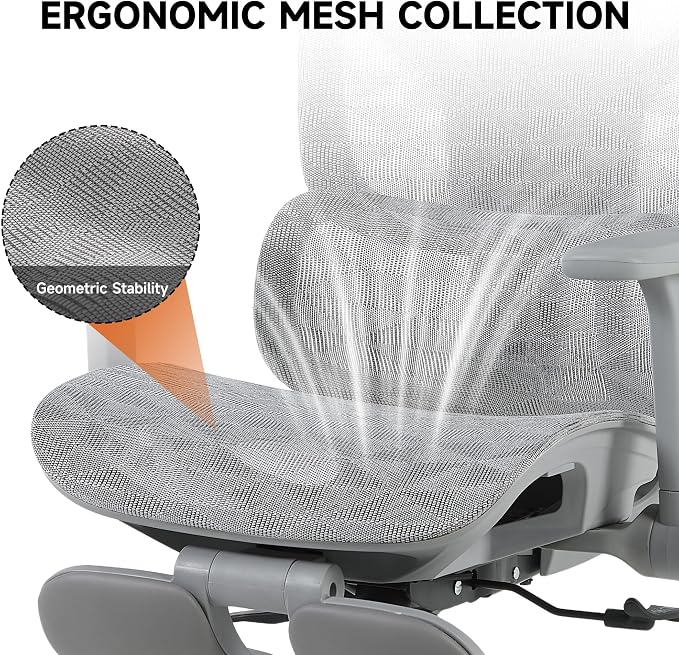 Korser Ergonomic Mesh Office Chair with Footrest, Big and Tall Desk Chair with 4D Flip-Up Arms, Auto-Tracking Lumbar Support, 3D Headrest, High Back Computer Gaming Chair for Home Office, White - Image 8