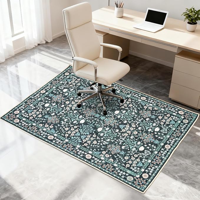 Office Chair Mat for Hardwood Tile Floor, 36"x48"Anti-Slip Under Desk Carpet Protector for Rolling Computer Chair Mat, Machine Washable Office Area Carpet (Chenille,Vibrant Green) - Image 7