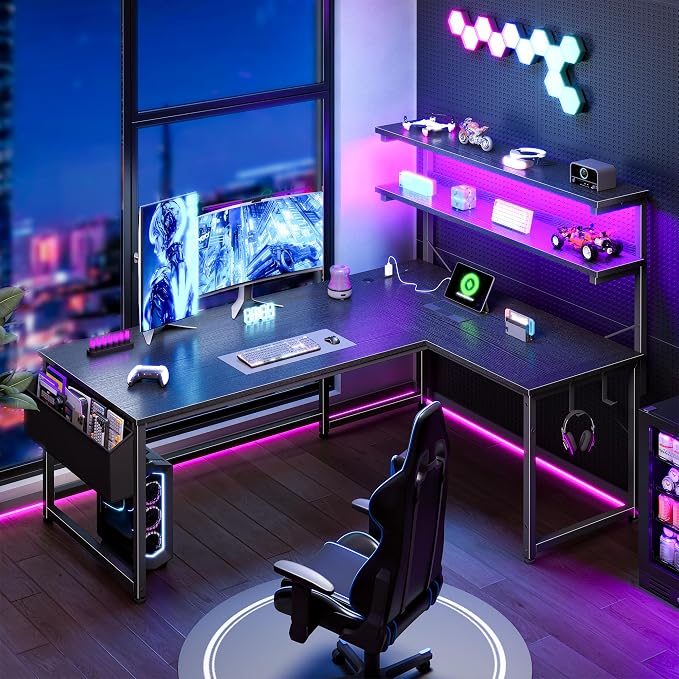 DurayLoly L Shaped Gaming Desk with No Side Bar Shelf for Small Space,Black - Image 9
