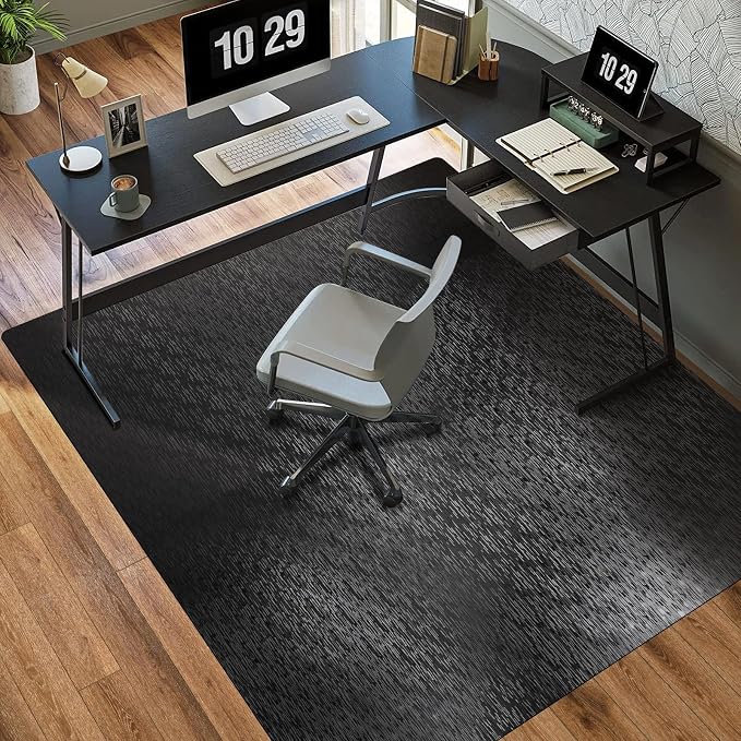 Office Chair Mat, TYDLE 50" x 65" Large Chair Mat for Hard Floor, Vinyl Floor Mat for Gaming Chairs, Slip Resistant Floor Protector Rolling Computer Desk Mat for Hardwood Floor, Black by TYDLE