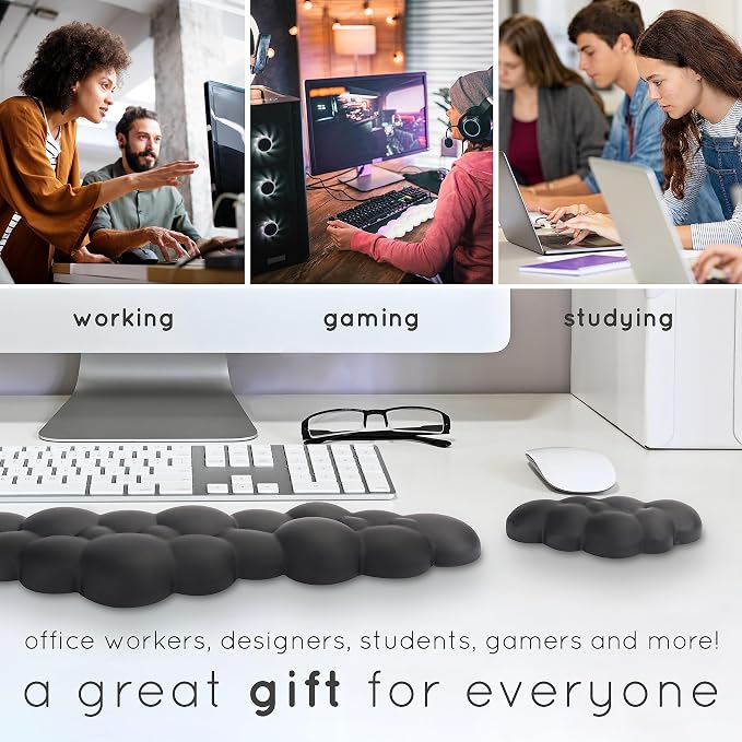 Green Cloud Keyboard Wrist Rest – Create-ables Qloud Green Wrist Rest for Computer Keyboard and Mouse, Ergonomic Memory Foam Wrist Pad with Non-Slip Base, Includes Cloud Mouse Pad - Image 9