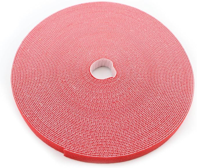 Reusable Fastening Tape Cable Ties 3/4 Inch Double Side Hook Roll (25 Yard, Red) by SAISN