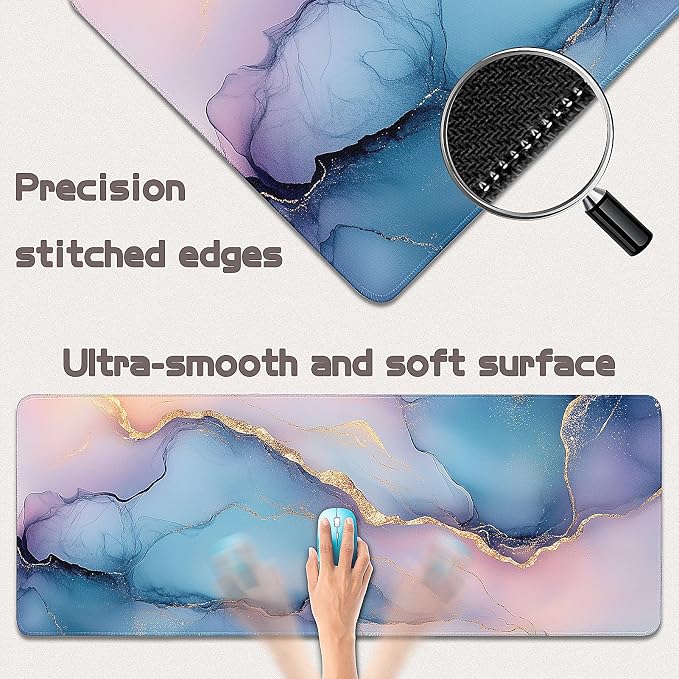 Gaming Mouse Pad - (31.5"×11.8") Marble Large Mouse Pads for Desk - Desk Mat for Keyboard and Mouse with Non-Slip Base, Desks Pad Matfor Game/Office & Home - Image 3