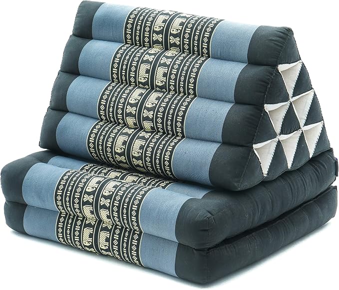 LEEWADEE 2-Fold Mat with Triangle Cushion – Comfortable TV Pillow, Foldable Mattress with Cushion Made of Eco-Friendly Kapok, 45 x 20 inches, Blue - Image 8