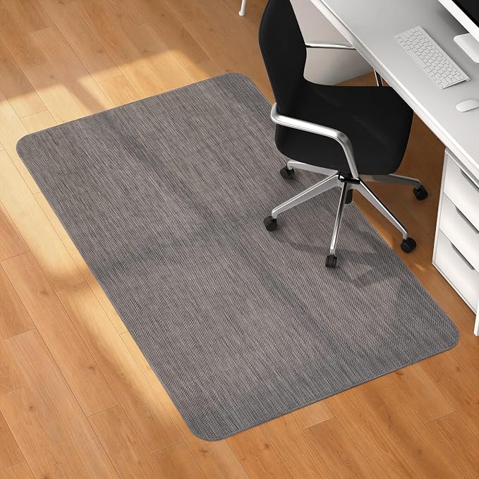 Blvornl Office Chair Mat for Hardwood Floors, Anti-Slip PVC, 35.4"x 55" | Dark Grey, Waterproof, easy to clean, suitable for hardwood, laminate, Rattan Woven Pattern, Durable Solid PVC Material by Blvornl